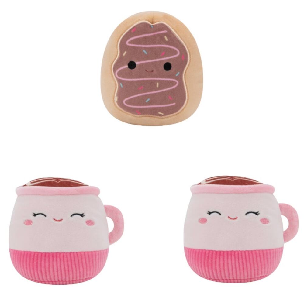 Squishmallows NWT Dog Toys Lot of 3 Emily Latte Deja Donut Squeak Crinkle Plush